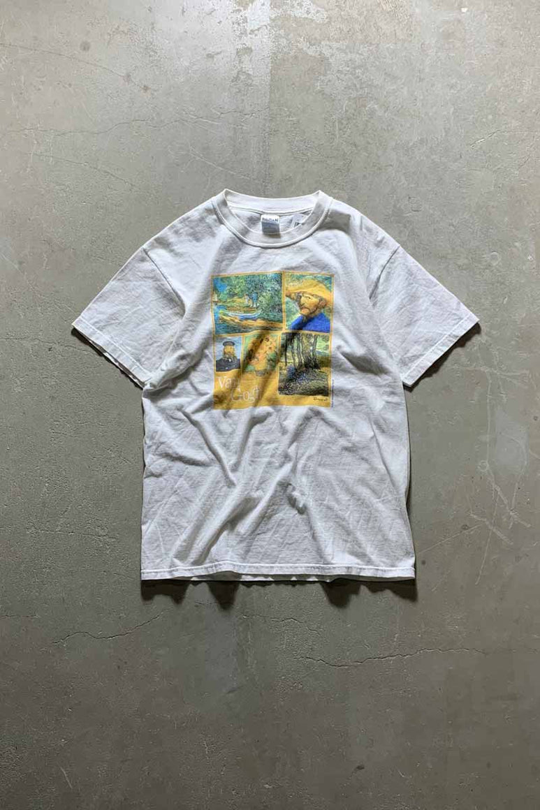 S/S VAN GOGH PRINT ART T-SHIRT / WHITE [SIZE: M USED]
