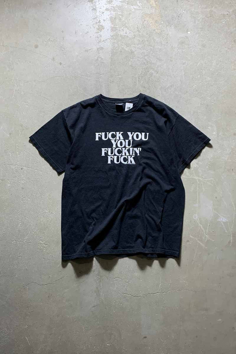 MADE IN USA S/S FUCK YOU PRINT MESSAGE T-SHIRT /  BLACK [SIZE: XL USED]