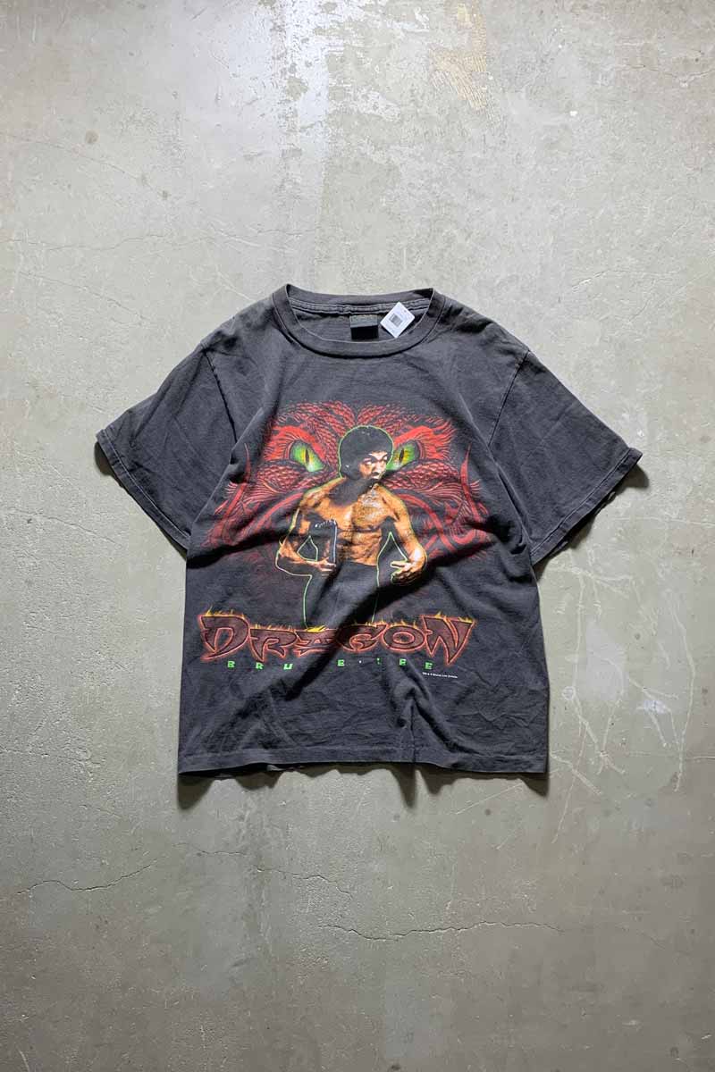 MADE IN USA 90'S S/S BRUCE LEE PRINT T-SHIRT / BLACK [SIZE: L USED]