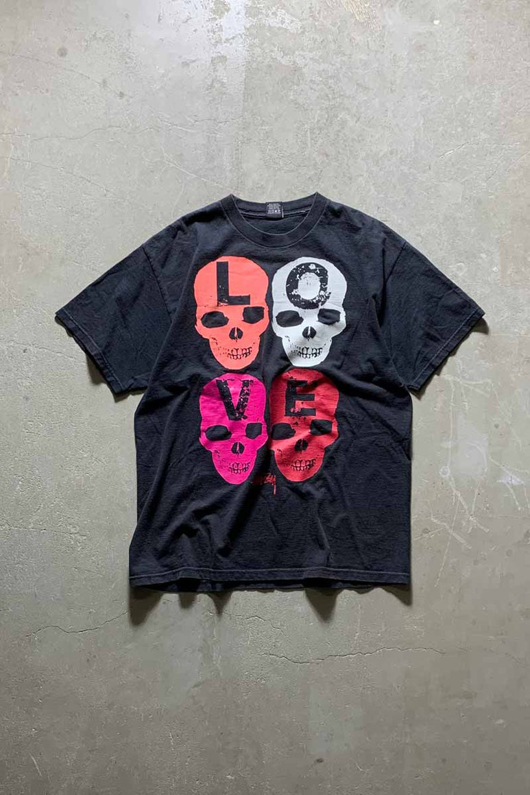 MADE IN MEXICO EARLY 00'S S/S SKULL PRINT T-SHIRT /  BLACK [SIZE: L USED]