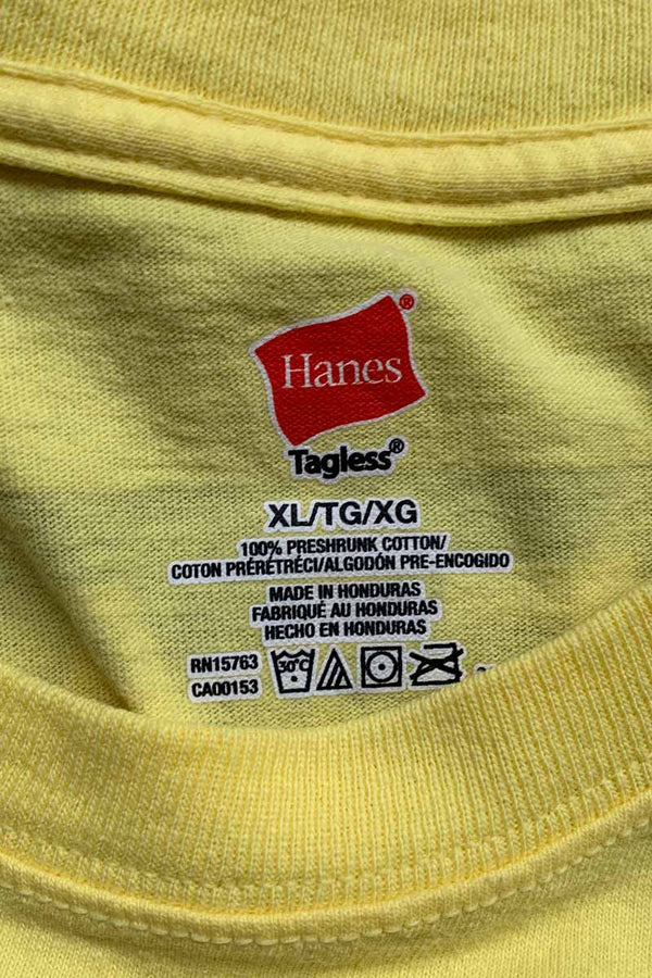 S/S BRAIN ATTACK PRINT MESSAGE T-SHIRT / YELLOW [SIZE: XL USED]