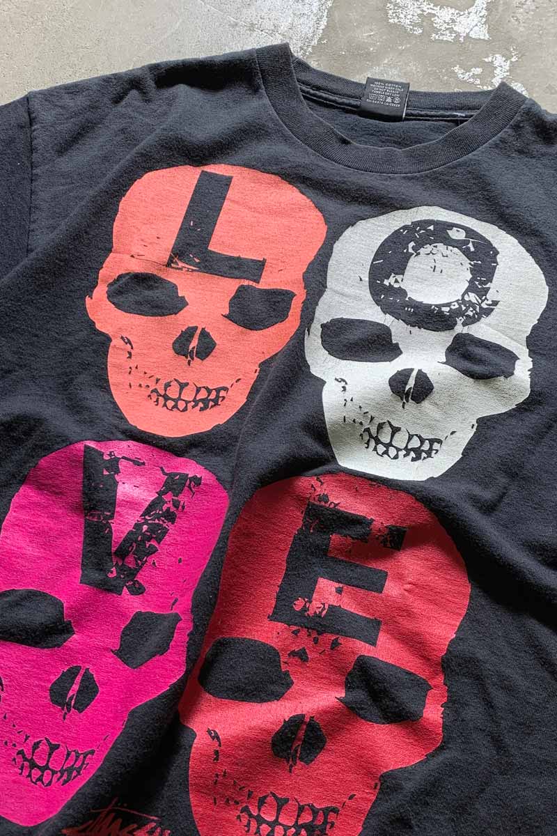 MADE IN MEXICO EARLY 00'S S/S SKULL PRINT T-SHIRT / BLACK [SIZE: L USED]