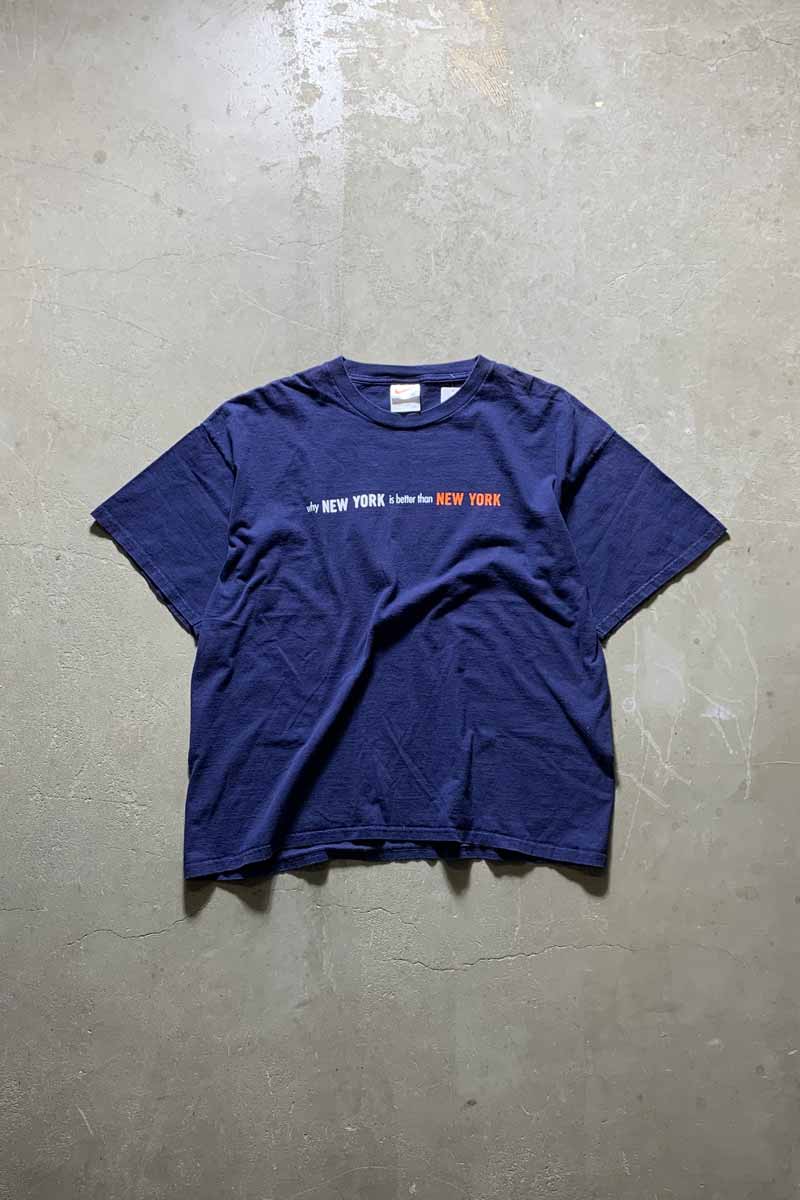 MADE IN MEXICO Y2K EARLY 00'S NEW YORK PRINT T-SHIRT /  NAVY [SIZE: XL USED]