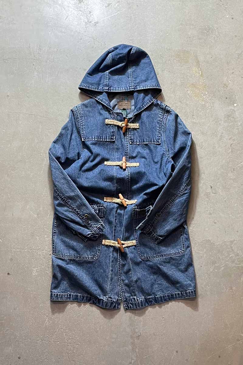90'S DENIM DUFFEL COAT / INDIGO [SIZE: S USED]