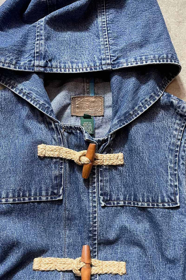 90'S DENIM DUFFEL COAT / INDIGO [SIZE: S USED]