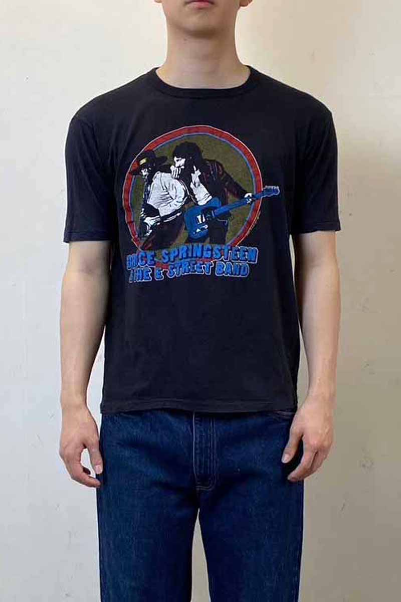 MADE IN USA 80'S S/S BRUCE SPRINGSTEEN PRINT TOUR BAND T-SHIRT / BLACK [SIZE: XL USED]