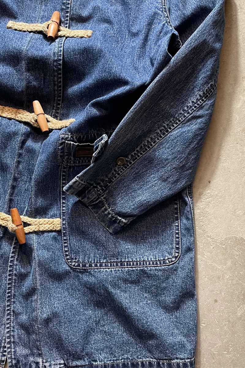 90'S DENIM DUFFEL COAT / INDIGO [SIZE: S USED]