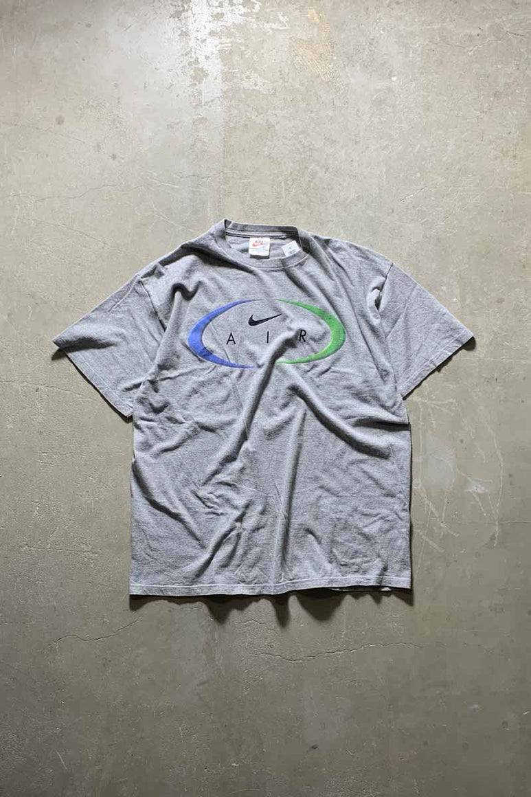 MADE IN USA 90'S S/S LOGO PRINT T-SHIRT / GRAY [SIZE: XL USED]