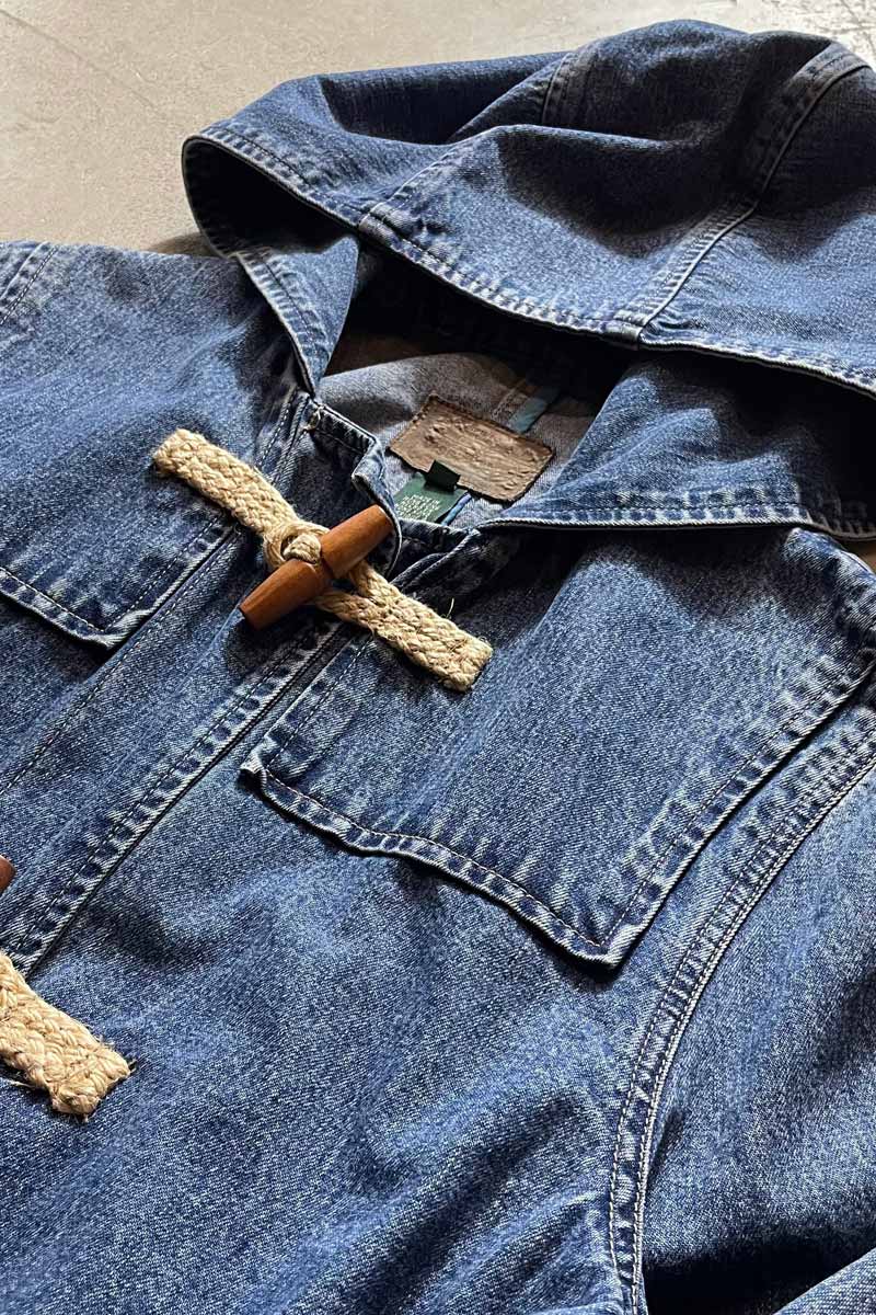 90'S DENIM DUFFEL COAT / INDIGO [SIZE: S USED]