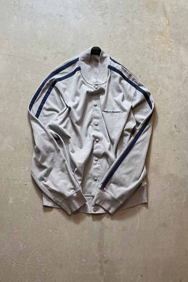 90'S SNAP BUTTON TRACK JACKET / GREY [SIZE: L USED]