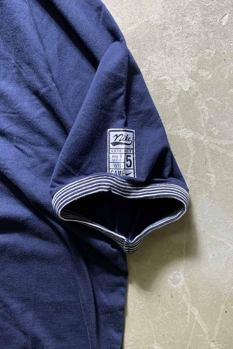 S/S HENLEY NECK RINGER T-SHIRT / NAVY [SIZE: L DEADSTOCK/NOS]
