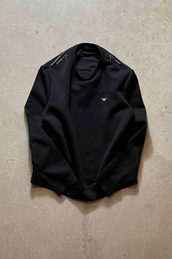 BACK EMBROIDERY SWEAT SHIRT / BLACK [SIZE:L USED]