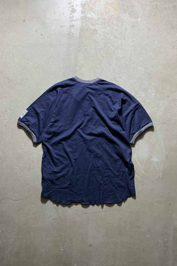 S/S HENLEY NECK RINGER T-SHIRT / NAVY [SIZE: L DEADSTOCK/NOS]
