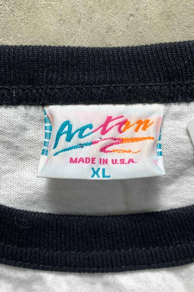 MADE IN USA 95'S S/S MTV RINGER T-SHIRT / WHITE / BLACK [SIZE: XL USED]