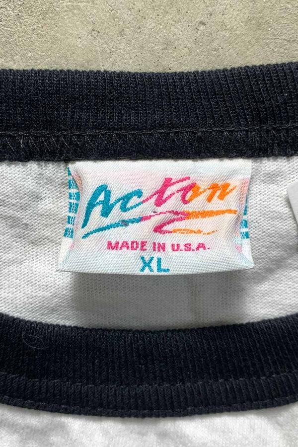 MADE IN USA 95'S S/S MTV RINGER T-SHIRT / WHITE / BLACK [SIZE: XL USED]