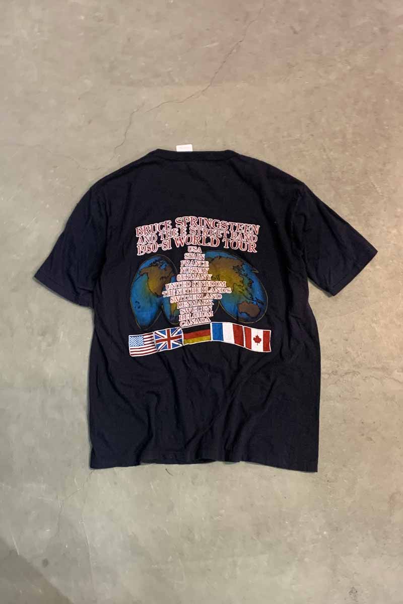 MADE IN USA 80'S S/S BRUCE SPRINGSTEEN PRINT TOUR BAND T-SHIRT / BLACK [SIZE: XL USED]