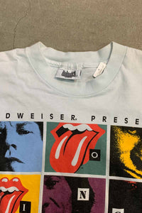 MADE IN USA 94'S BUDWEISER ROLLING STONES PRINT BAND T-SHIRT / WHITE [SIZE: XL USED]