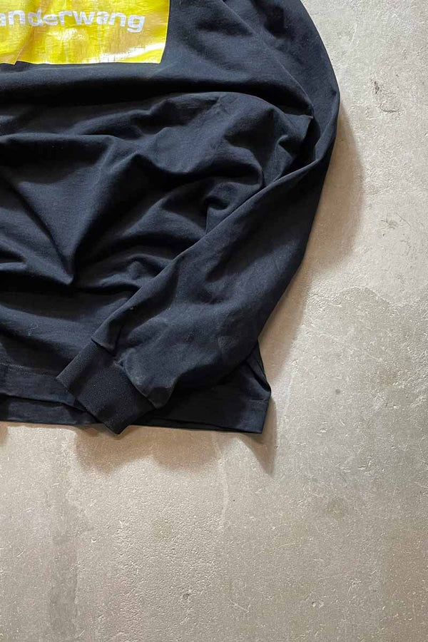 LOGO PRINT SWEAT HOODIE / BLACK/YELLOW [SIZE:S USED]