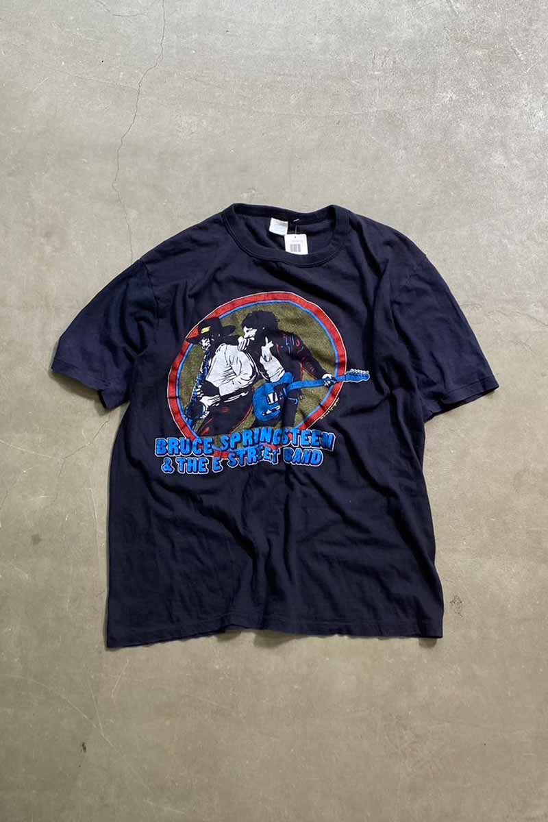 MADE IN USA 80'S S/S BRUCE SPRINGSTEEN PRINT TOUR BAND T-SHIRT / BLACK [SIZE: XL USED]