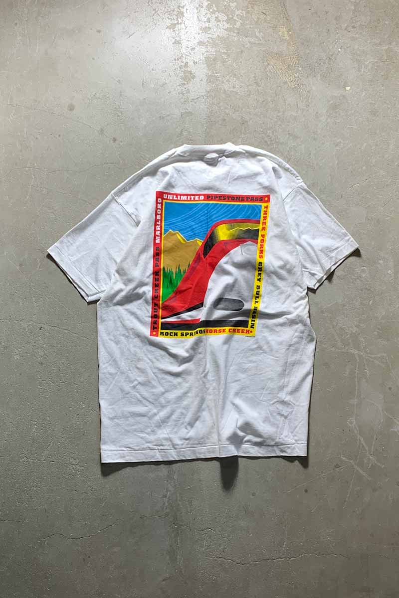 MADE IN USA 96'S S/S MARLBORO ART BACK PRINT ADVERTISING T-SHIRT / WHITE [SIZE: XL USED]