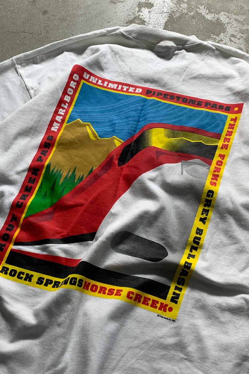 MADE IN USA 96'S S/S MARLBORO ART BACK PRINT ADVERTISING T-SHIRT / WHITE [SIZE: XL USED]