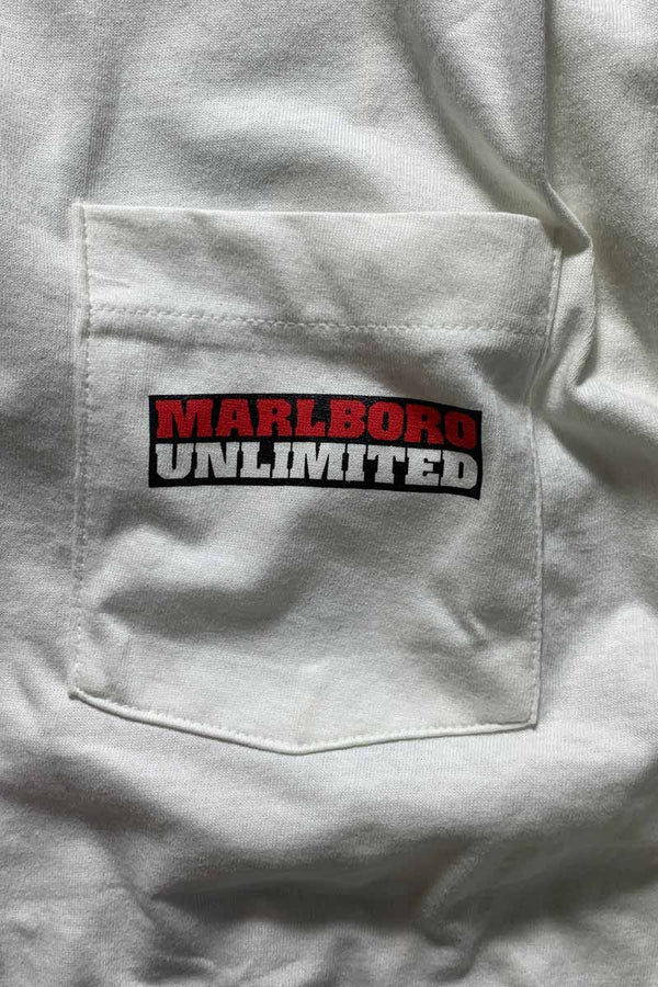 MADE IN USA 96'S S/S MARLBORO ART BACK PRINT ADVERTISING T-SHIRT / WHITE [SIZE: XL USED]