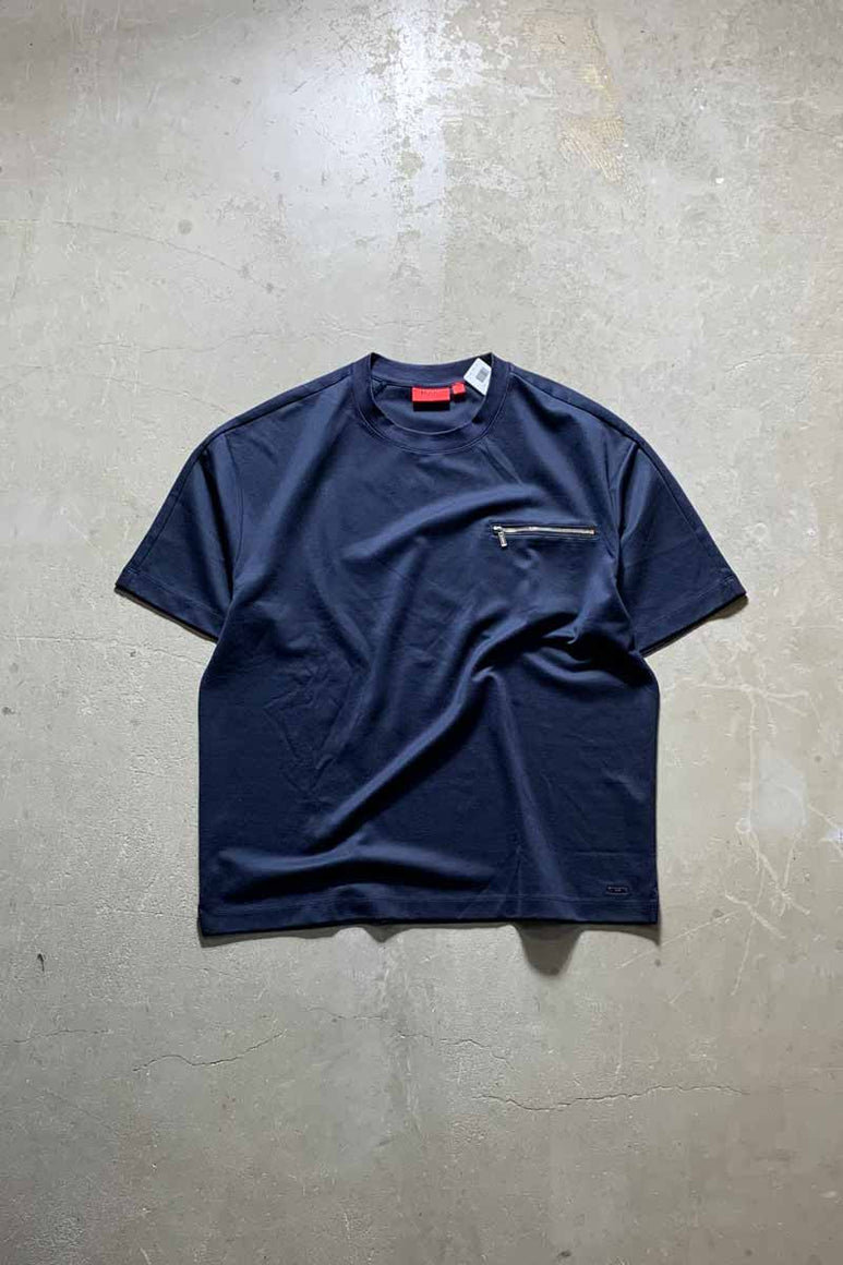 S/S ZIP POCKET JERSEY T-SHIRT /  NAVY [SIZE: XL USED]