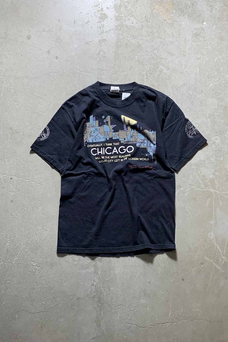 S/S CHICAGO PRINT T-SHIRT /  BLACK [SIZE: M USED]