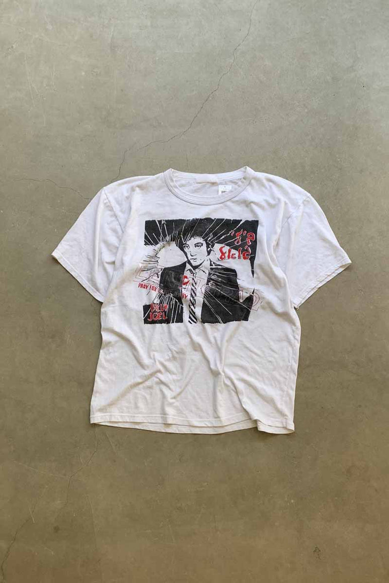 MADE IN USA 80'S S/S BILLY JOEL PRINT MUSIC T-SHIRT / WHITE [SIZE: L USED]