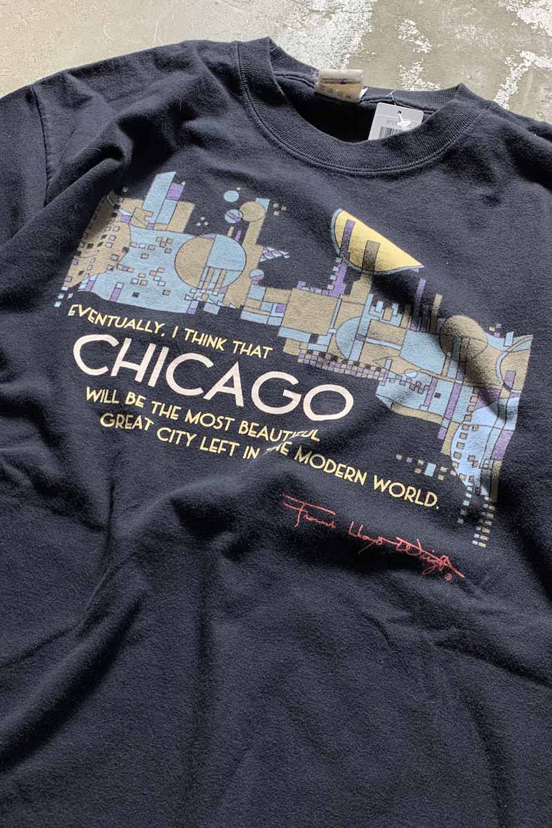 S/S CHICAGO PRINT T-SHIRT / BLACK [SIZE: M USED]