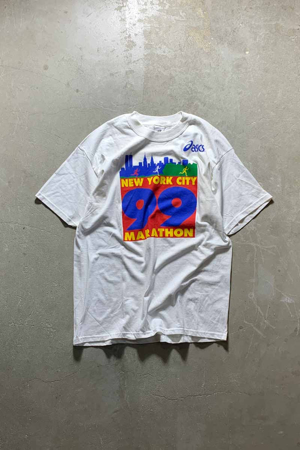 MADE IN CANADA 99'S S/S NEW YORK MARATHON PRINT T-SHIRT / WHITE [SIZE: XL USED]