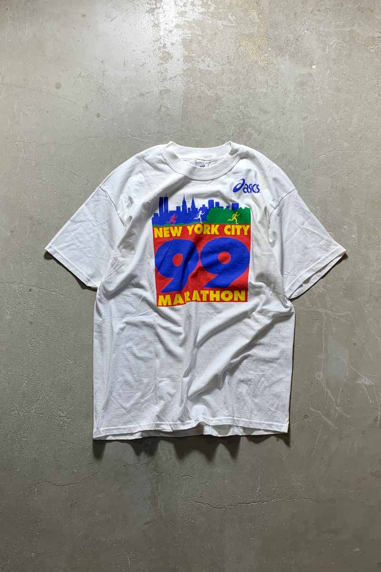 MADE IN CANADA 99'S S/S NEW YORK MARATHON PRINT T-SHIRT / WHITE [SIZE: XL USED]