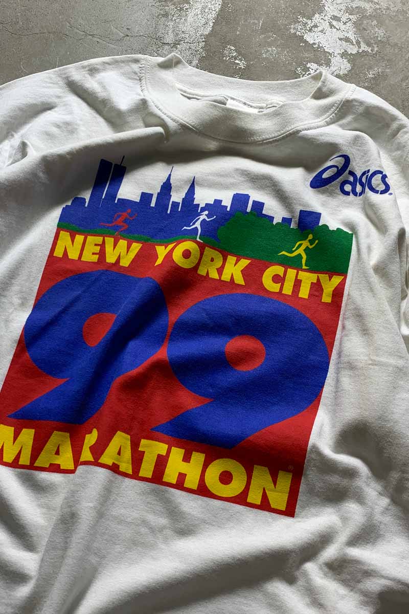 MADE IN CANADA 99'S S/S NEW YORK MARATHON PRINT T-SHIRT / WHITE [SIZE: XL USED]