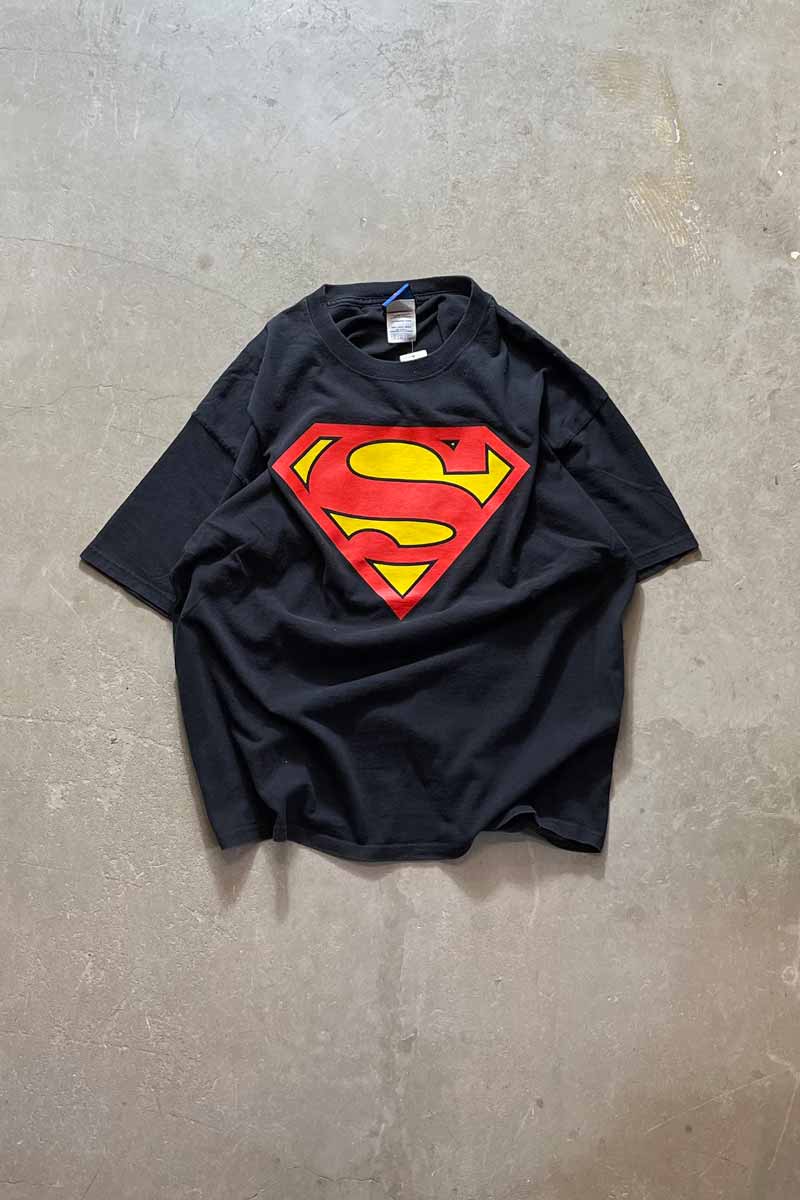 90'S SUPERMAN PRINT T-SHIRT/ BLACK [SIZE: XL USED]