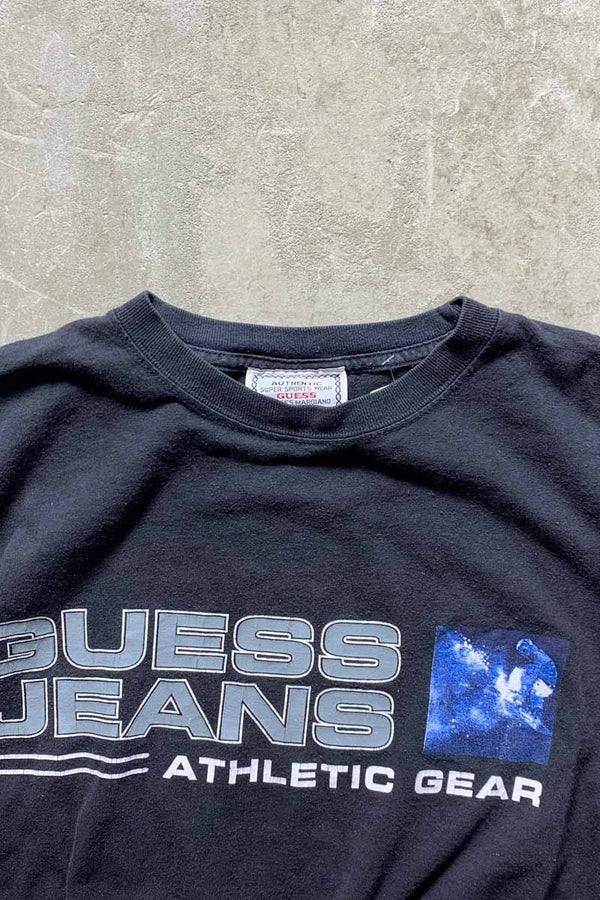 MADE IN USA 90'S S/S LOGO PRINT T-SHIRT / BLACK [SIZE: XL USED]