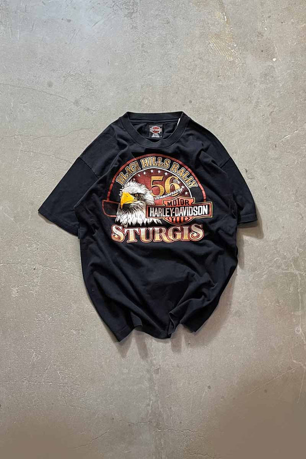 MADE IN USA 96'S BLACK HILLS RALLY 56TH ANNIVERSARY T-SHIRT / BLACK [SIZE: L USED]