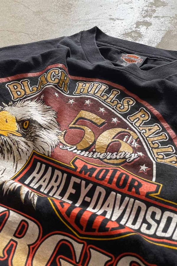 MADE IN USA 96'S BLACK HILLS RALLY 56TH ANNIVERSARY T-SHIRT / BLACK [SIZE: L USED]