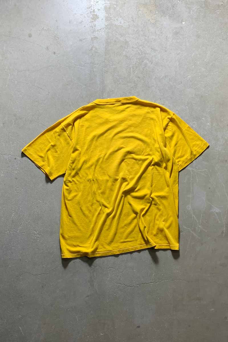 MADE IN USA 80'S S/S BULL DOGS PRINT ANIMAL T-SHIRT / YELLOW [SIZE: XL USED]