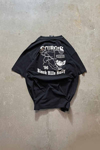 MADE IN USA 96'S BLACK HILLS RALLY 56TH ANNIVERSARY T-SHIRT / BLACK [SIZE: L USED]
