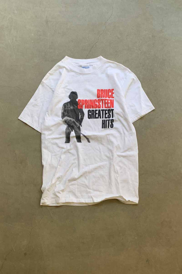 MADE IN USA 99'S S/S BRUCE SPRINGSTEEN PRINT BAND T-SHIRT / WHITE [SIZE: L DEADSTOCK/NOS]