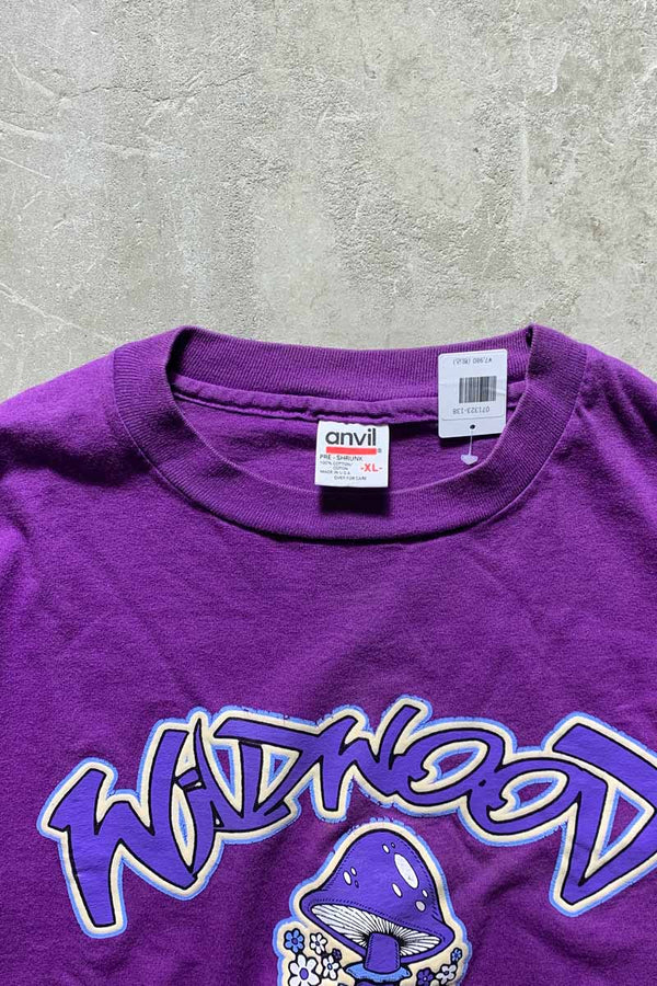 MADE IN USA 90'S S/S WADWOOD MUSHROOM PRINT T-SHIRT / PURPLE [SIZE: XL USED]