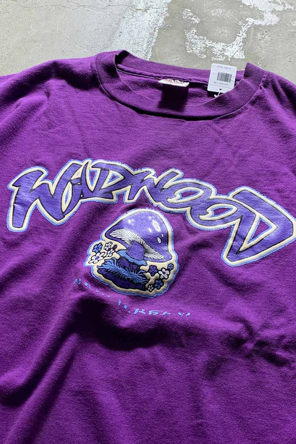 MADE IN USA 90'S S/S WADWOOD MUSHROOM PRINT T-SHIRT / PURPLE [SIZE: XL USED]