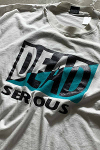 MADE IN USA 90'S S/S DEAD SERIOUS PRINT MESSAGE T-SHIRT / WHITE [SIZE: XXL USED]