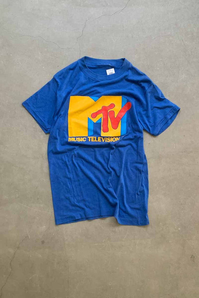 90'S S/S MTV PRINT MOVIE T-SHIRT / BLUE [SIZE: M DEADSTOCK/NOS]