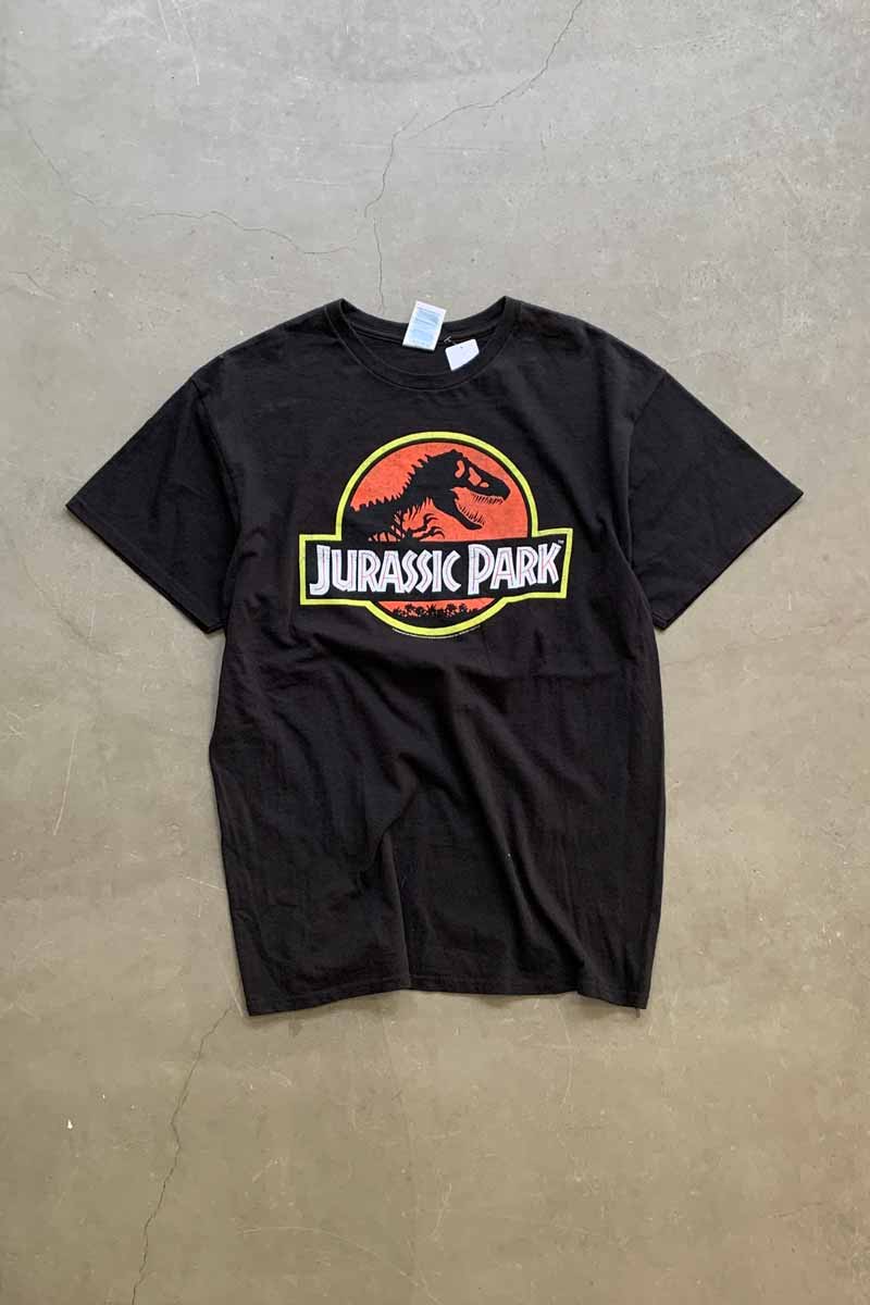 EARLY 00'S S/S JURASSIC PARK PRINT MOVIE T-SHIRT / BLACK [SIZE: L USED]