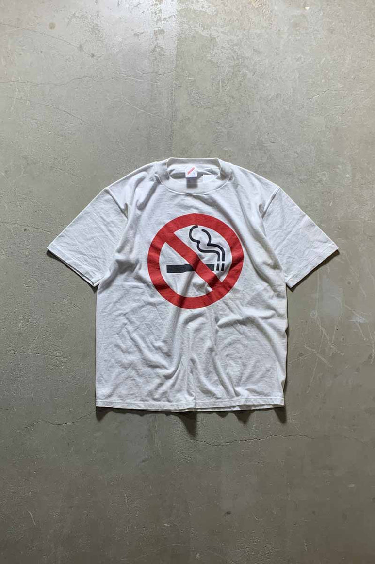 MADE IN USA 80'S SMOKE OUT PRINT T-SHIRT / WHITE [SIZE: L USED]