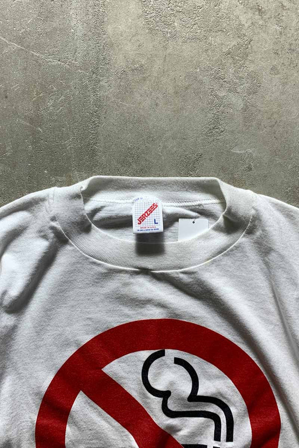 MADE IN USA 80'S SMOKE OUT PRINT T-SHIRT / WHITE [SIZE: L USED]