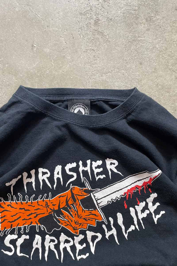 SCARRED 4 LIFE LOGO PRINT T-SHIRT / BLACK [SIZE: L USED]