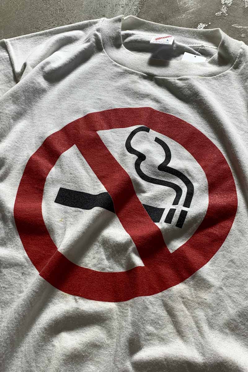 MADE IN USA 80'S SMOKE OUT PRINT T-SHIRT / WHITE [SIZE: L USED]