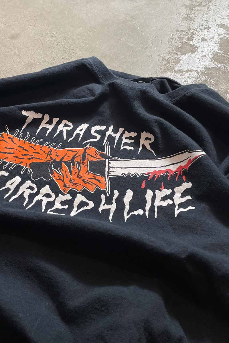 SCARRED 4 LIFE LOGO PRINT T-SHIRT / BLACK [SIZE: L USED]